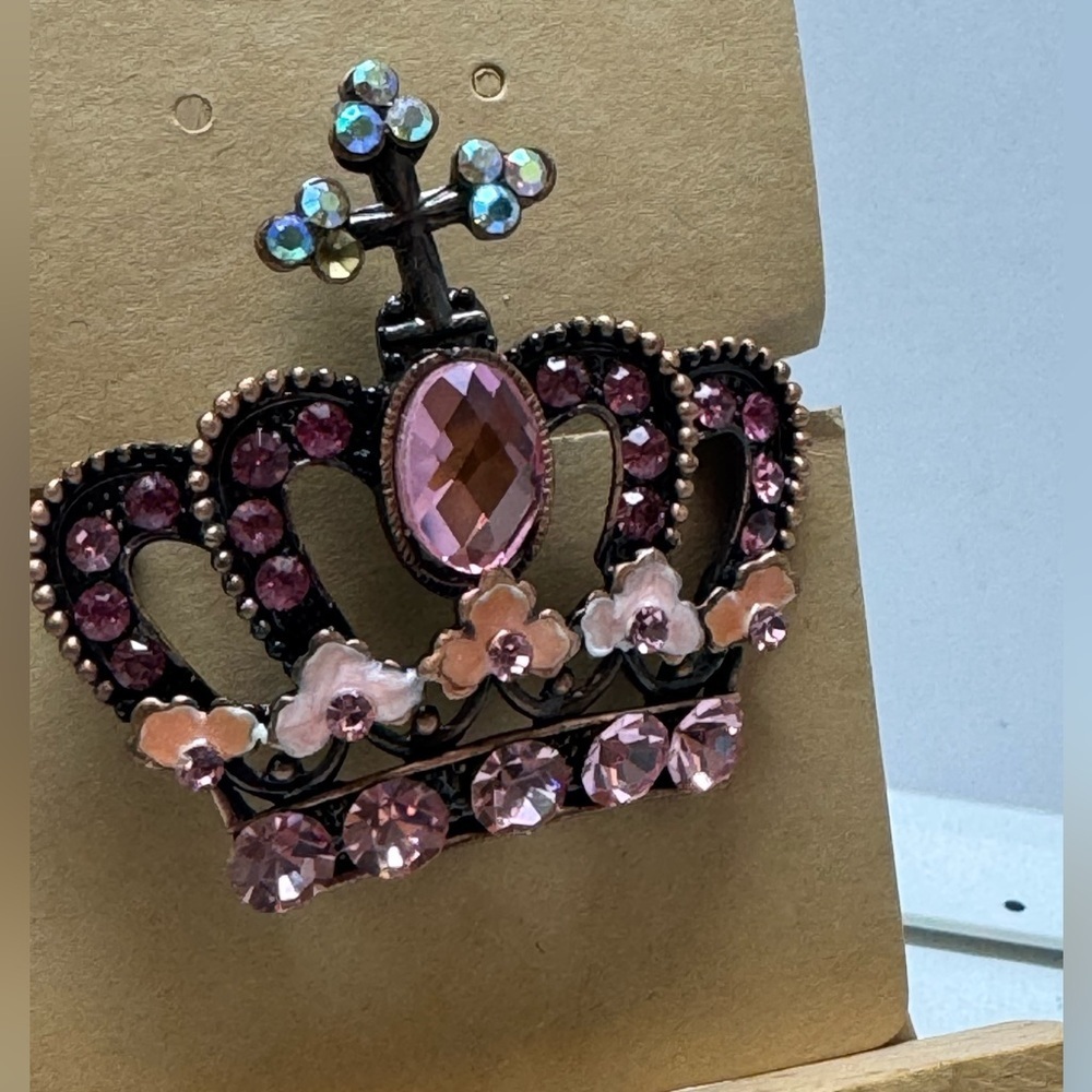 Pink Crown Brooch